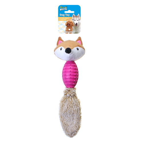 PLUSH DOG TOY FOX W/RUGBY