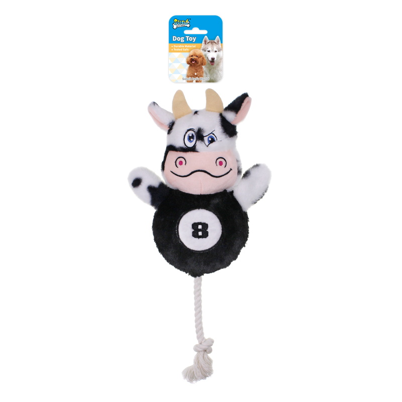 Plush Dog Toy Cow W/Billiard Tummy