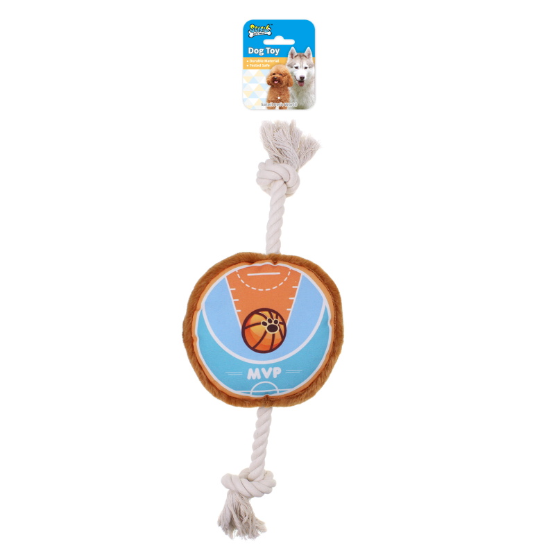 Plush Dog Toy Basketball Court W/Rope