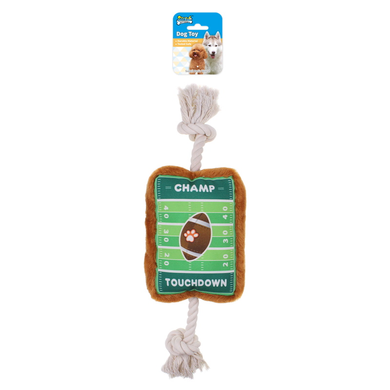 Plush Dog Toy Rugby Field W/Rope