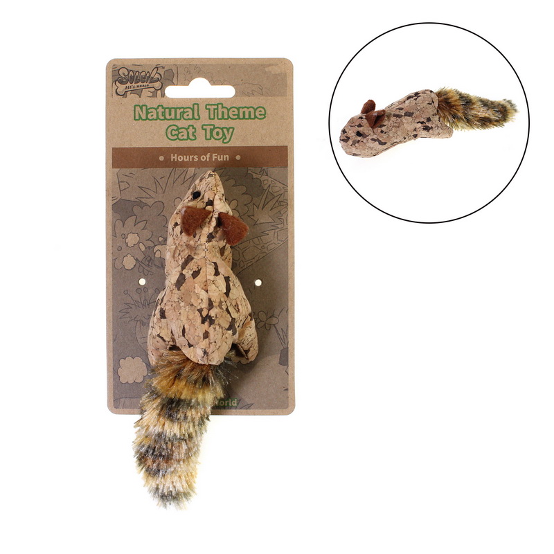 Cat Toy Squirrel with Crinkle Paper Inside and Feather Tail