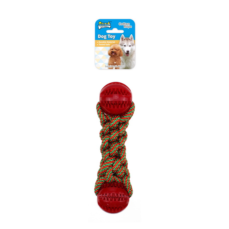 X'MAS DOG ROPE TOY W/TPR BALL